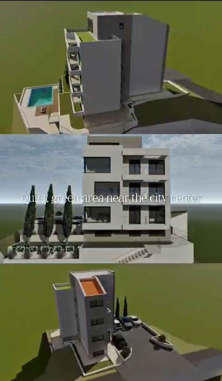 Land plot with a residential building with 8 apartments and a swimming pool in Donja Lastva