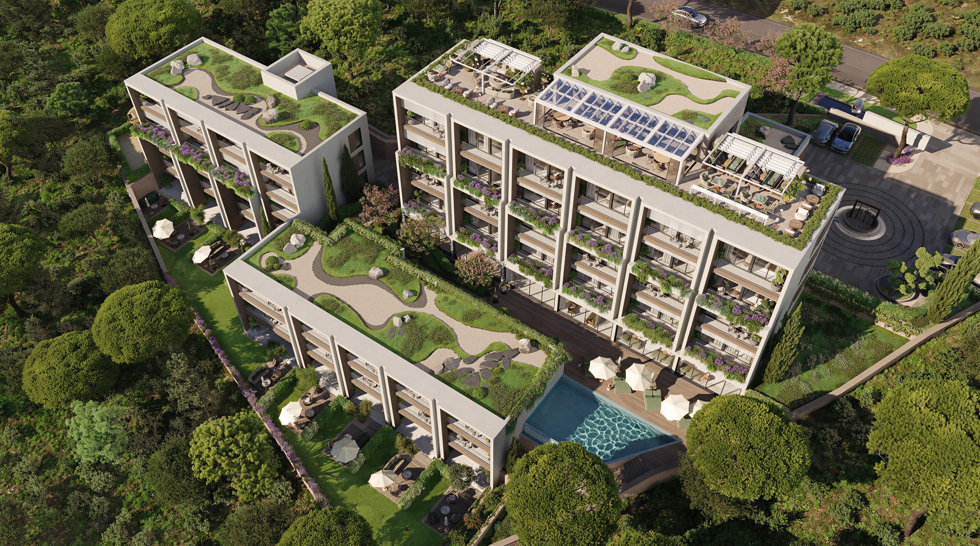 Moderný rezidenčný komplex v Herceg Novi s výhľadom na Boku Kotorskú